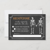 Til Death Halloween Skeleton Oranje Black Response RSVP Kaartje (Voorkant)