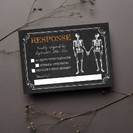 Til Death Halloween Skeleton Oranje Black Response RSVP Kaartje