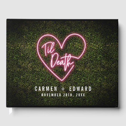 Til Death Heart Neon Teken Boxwood Bruiloft Gastenboek (Voorkant)