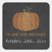 Til Death Herfst Pompoen Sinaasappel Zwart Bruilof Vierkante Sticker (Voorkant)