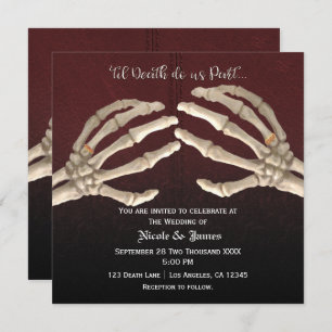 Til Death Maroon Skeleton Gold Weddenschap Kaart