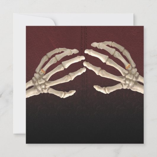 Til Death Maroon Skeleton Goud Huwelijk Kaart (Achterkant)