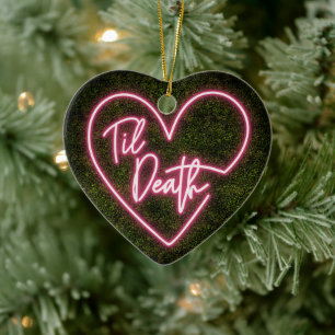 Til Death Neon First Kerstman Gehuwd Keramisch Ornament
