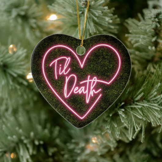 Til Death Neon First Kerstman Gehuwd Keramisch Ornament (Boom)