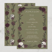 Til Death Olive Green Gothic Rose Wedding Kaart (Voorkant / Achterkant)