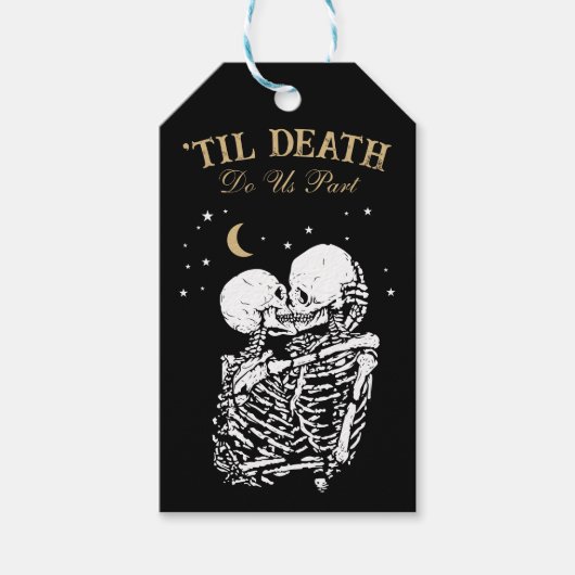 Til Death Skelet Gothic Wedding Registry QR-code Cadeaulabel (Voorkant)