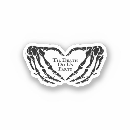 Til Death - Skelet Hart Handen Sticker (Voorkant)