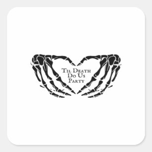 Til Death - Skelet Hart Handen Vierkante Sticker