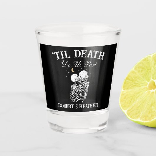 Til Death Skelet Liefhebbers Tarot Kaart Gothic Br Shot Glas (Voorkant)