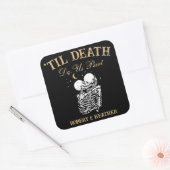Til Death Skelet Liefhebbers Tarot Kaart Gothic Br Vierkante Sticker (Envelop)