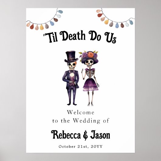 Til Death Skeletten Bruiloft Welkomstbord Poster (Voorkant)