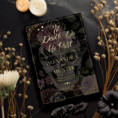 Til Death Waterverf Bloemenschedel Gotische bruilo Folie Uitnodiging