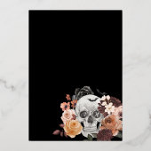 Til Death Waterverf Schedel Herfst Gotische bruilo Folie Uitnodiging (Achterkant)