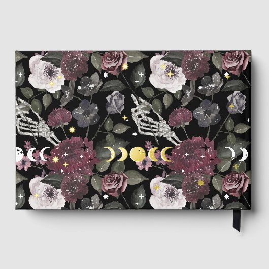 Til Death Waterverf Schedel Roos Gotische Bruiloft Gastenboek (Achterkant)