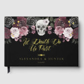 Til Death Waterverf Schedel Roos Gotische Bruiloft Gastenboek (Voorkant)