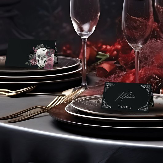 Til Death Waterverf Schedel Roos Gotische Bruiloft Plaatskaartje