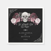 Til Death Waterverf Schedel Roos Gotische Bruiloft Servet (Voorkant)