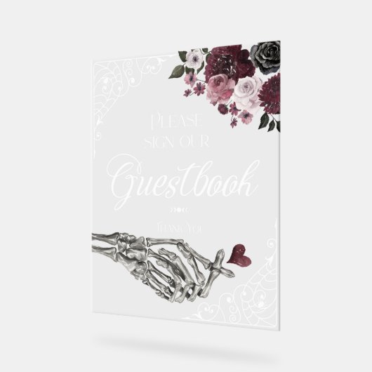 Til Death Waterverf Skelet Hand Gastenboek Acryl Bord (Hoek)