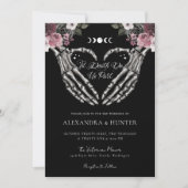 Til Death Waterverf Skelet Handen Gotische Bruilof Kaart (Voorkant)