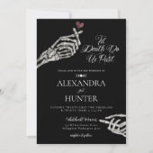 Til Death Waterverf Skelet Handen Gotische Bruilof Kaart (Voorkant)