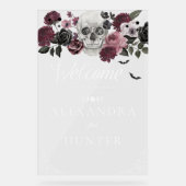 Til Death Waterverf Skelet Roos Gotische Bruiloft Acryl Bord (Voorkant)