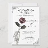 Til Death Waterverf Skelet Roos Gotische Bruiloft Kaart (Voorkant)