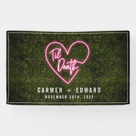 Til Death Wedding Neon Heart Banner (Horizontaal)