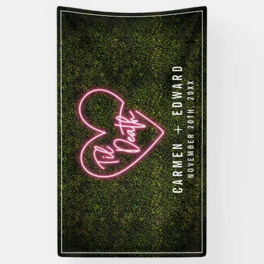 Til Death Wedding Neon Heart Banner (Verticaal)