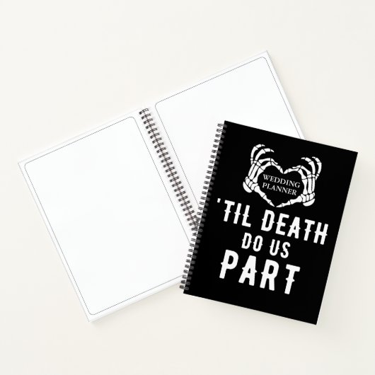 Til Death Zwart Bruiloft Planner Blank Notitieboek (Binnen)