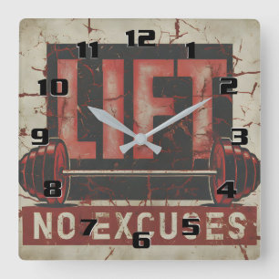 Til geen excuses Uitstekende Motivatie Thuis gym Vierkante Klok