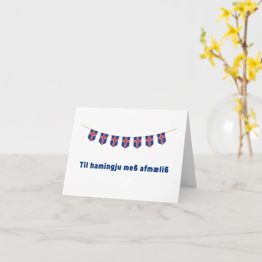 Til hamingju með afmæð, IJslands Birthday Kaart (Gele Bloem)