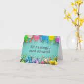 Til hamingju með afmæð, IJslands Birthday Kaart (Gele Bloem)