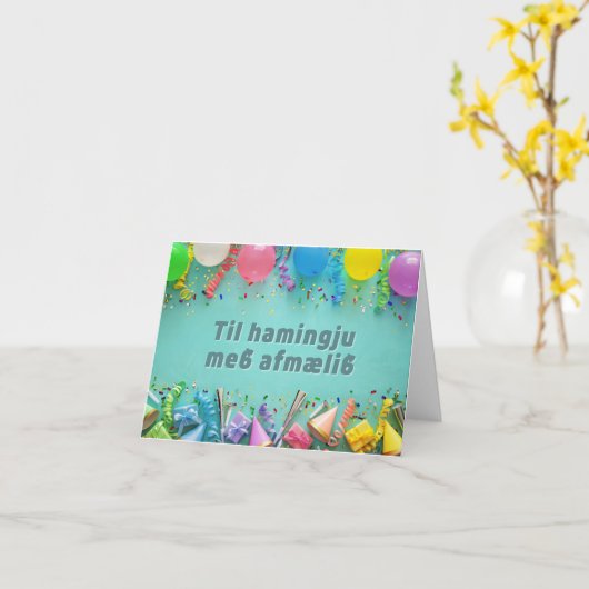 Til hamingju með afmæð, IJslands Birthday Kaart (Gele Bloem)