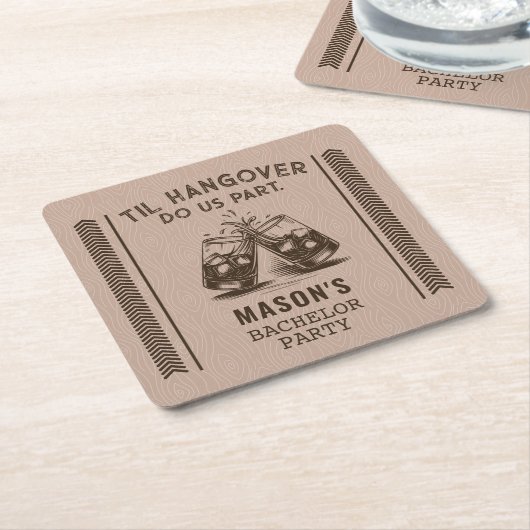 Til Hangover Do Us Part Funny Bachelor Party Drink Kartonnen Onderzetters (Schuin)