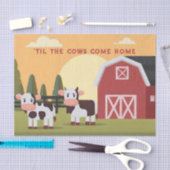 Til the Cows Come Home Two Cows Red Barn Sunrise Tissuepapier (Craft)