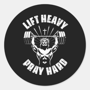 Til zwaar Bid hard christelijke bodybuilding gym C Ronde Sticker