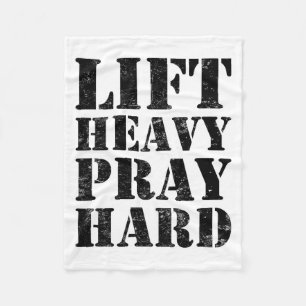 Til zwaar Bid hard Gym Christelijke quote Fleece Deken
