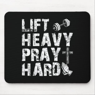 Til zwaar Bidden Hard Gym Workout Christelijk Cade Muismat