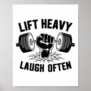Til zwaar Lach vaak Gewichtheffer Bodybuilding B Poster