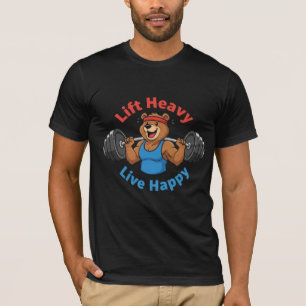 Til zwaar, leef gelukkig - Strong Bear Gym Motivat T-shirt