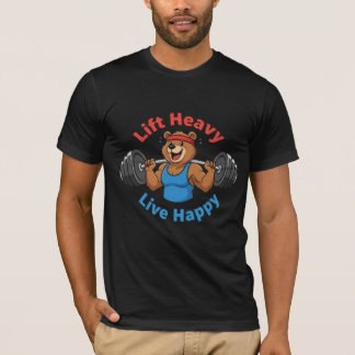 Til zwaar, leef gelukkig - Strong Bear Gym Motivat T-shirt