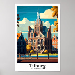 Tilburg Netherlands Travel  Illustration Poster