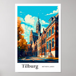 Tilburg Netherlands Vintage Travel Illustration Poster