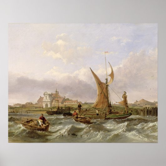 Tilbury Fort - Wind Against the Tide, 1853 (olie o Poster (Voorkant)