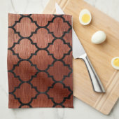 TILE1 ZWARTE MARBLE & KOPER BRUSHED METAL (R) THEEDOEK (Quarter Fold)