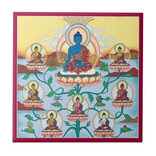 Tile - 8 Medicine Buddhas - Masters of Healing Tegeltje (Voorkant)