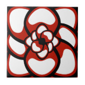Tile, Abstracte ventilator 3, rood, zwart, wit Tegeltje (Voorkant)