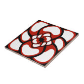 Tile, Abstracte ventilator 3, rood, zwart, wit Tegeltje (Zijkant)