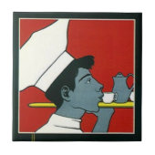 Tile  Advertisement Chef Waiter Tea profiel Tegeltje (Voorkant)
