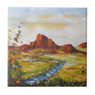 Tile Ann Hayes schilderend Red Rock Canyan Tegeltje